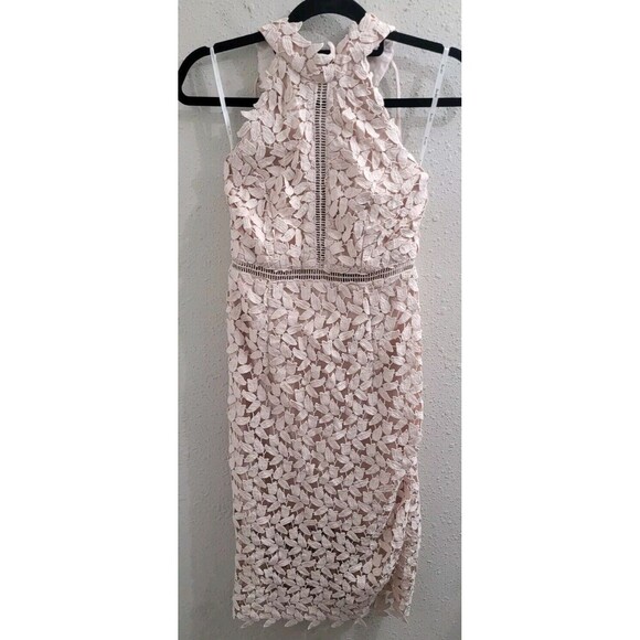 NWT Bardot Gemma Halter Lace Sheath Dress, Size 4/XS - Prosecco Dainty Spring - Picture 1 of 13